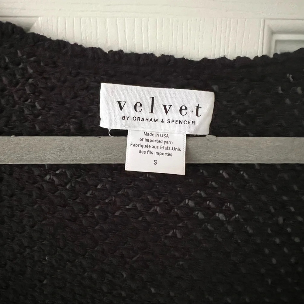 VELVET by Graham & Spencer Women Knitted Dress sz S Black Waffle Fringe Casual - Picture 8 of 16